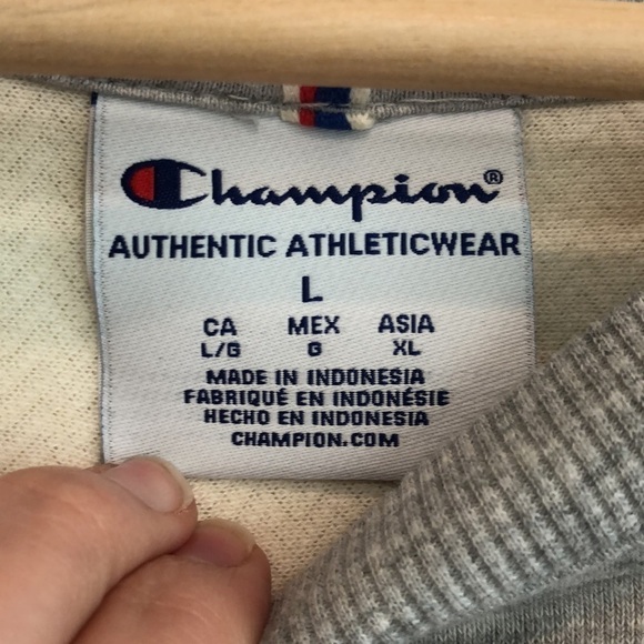 CHAMPION Sweatshirt crewneck with woven sleeves Womens large - Picture 4 of 8